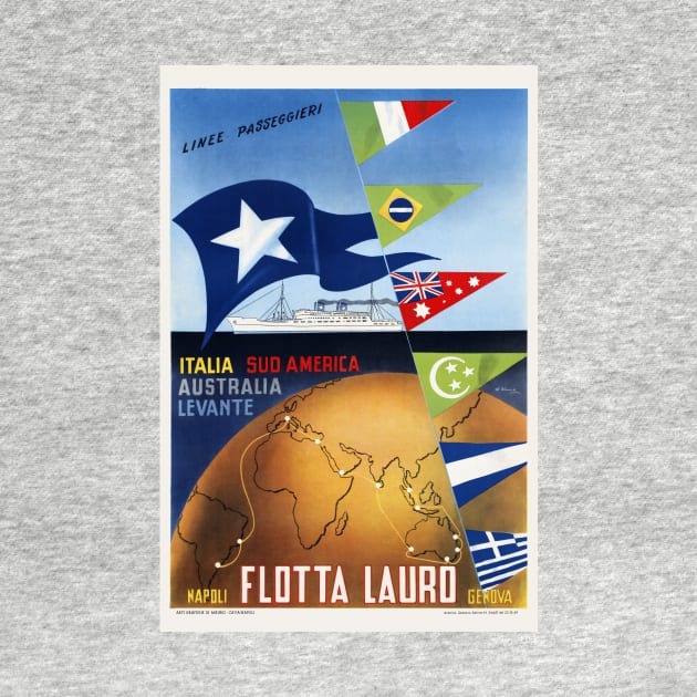Flotta Lauro Napoli Genova Italy Vintage Travel Poster by vintagetreasure